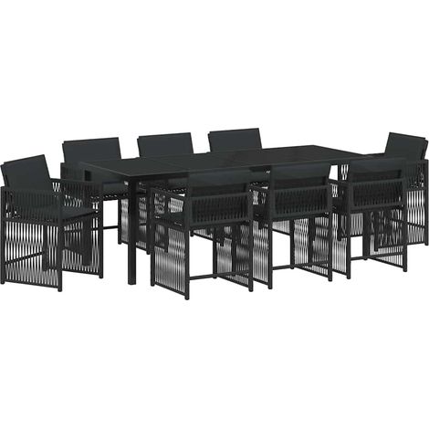 Maison Exclusive - Set da Pranzo per Giardino 9 pcs Nero polyrattan