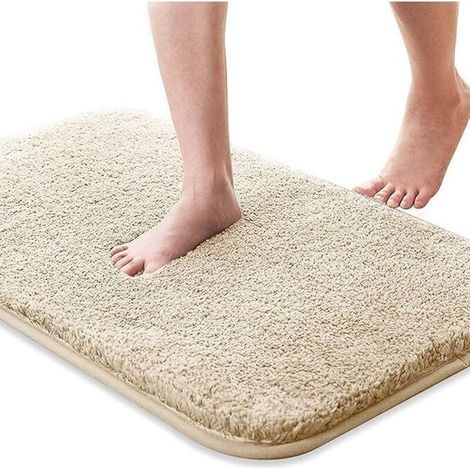 Tapis de bain. tapis de bain absorbant et antidérapant. tapis de bain doux et agréable pour la peau. tapis de bain lavable. 50x80 cm. (beige) (1/5)