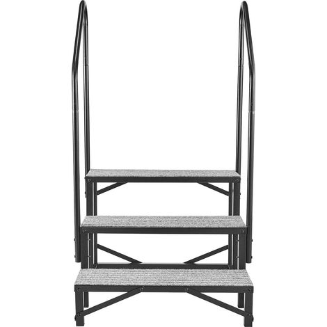 Mophorn Scaletta per Camper con 2 Corrimani a 3 Gradini, Capacità di Carico di 300 kg, Gradini Antiscivolo per Animali Domestici, Dimensioni 740 x 780 x 1310 mm, Ideale per Roulotte e Piscine (1/5)