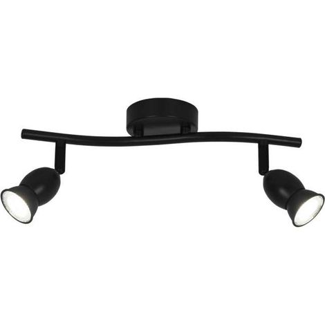 Plafon alargado 2 luces Bala acabado negro, 16 cm(alto)32 cm(ancho)8 cm(largo) (1/2)