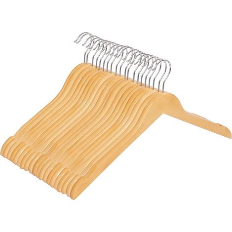 Confezione da 20 grucce in legno massello con tacche confezione da 20 grucce di qualità premium gruccia sottile lunghezza 44 cm per gonne giacche cappotti naturale 120000066