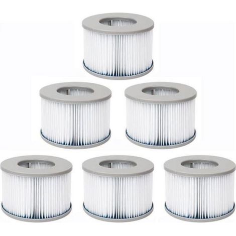 Lot de 6 Filtre pour spa gonflable, gris, 10,8x6,8 cm, étanche, haute température, MSpa (1/3)