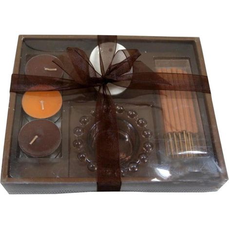 Coffret cadeau Harmonie Cuivrée : Bougies, chandelier et encens