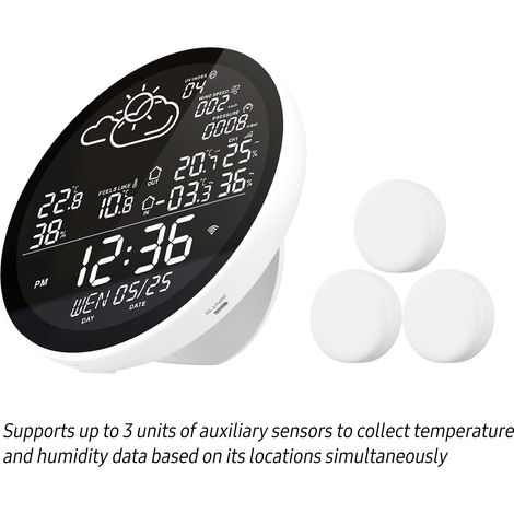 Tuya Wifi Station météo intelligente avec horloge température intérieure et extérieure compteur d'humidité multifonctionnel grand écran Temp.Capteurs de jauge 3 (1/5)