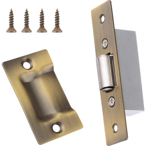 Loquet à rouleau silencieux, loquet à boule robuste avec gâche pour porte de placard (noir)