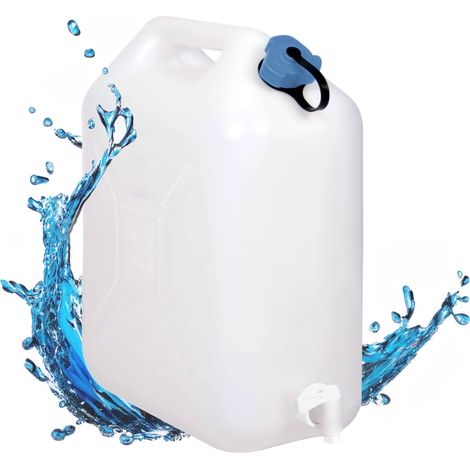 Kunststoff Wasserkanister mit Zapfhahn - 20 L - Tragbarer Wassertank für Camping und Reise - Wasser Behälter lebensmittelecht für Picknick Wandern