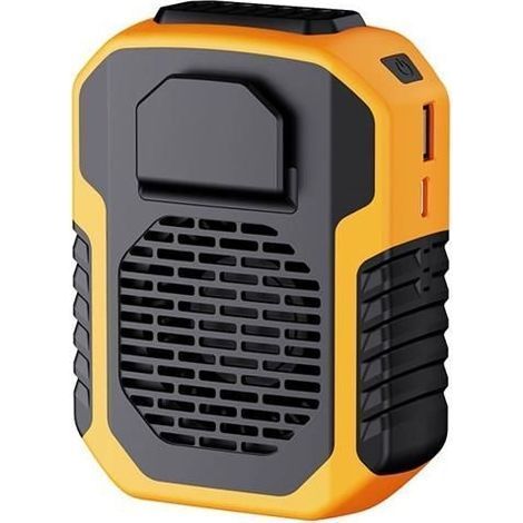 (Orange) Nackenventilator mit Clip, 6000 mAh, 3 Geschwindigkeitsstufen, USB-aufladbar, freihändige Nutzung, starker Luftstrom