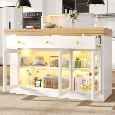 Tisch Esstisch ausziehbar 120 200 cm LED Weiß OKMYHOME (1/5)