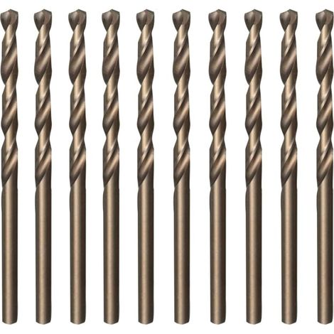 Set of 10 M35 spiral drill bits made of gold-cobalt HSS high-speed steel, 3.5 mm x 70 mm, for drilling stainless steel and hard steels, cast iron, copper, aluminum, wood and plastic (1/5)
