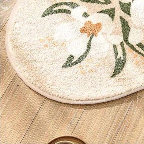 Water Absorbent Bath Mat, Soft Floral Polyester Bathroom Floor Mat, Quick-Drying, Non-Slip Feel, for Kitchen, Bedroom, Living Room, Indoor Use (1/5)