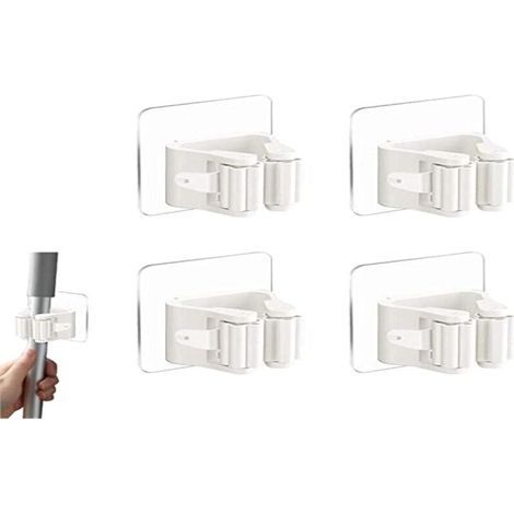 Juego de 4 soportes de pared para escobas y fregonas