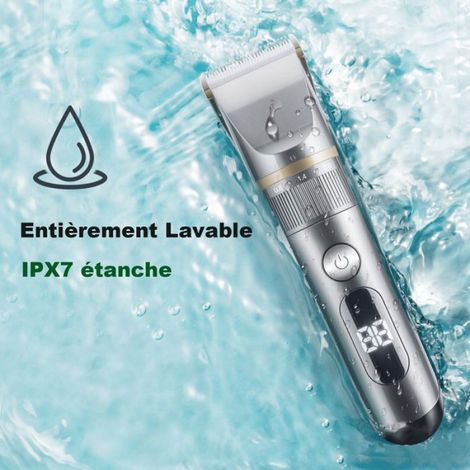 1 Tondeuse cheveux homme sans fil, Lames titane céramique, Réglage 4 niveaux, Étanche IPX7, 4 peignes guides (1/5)