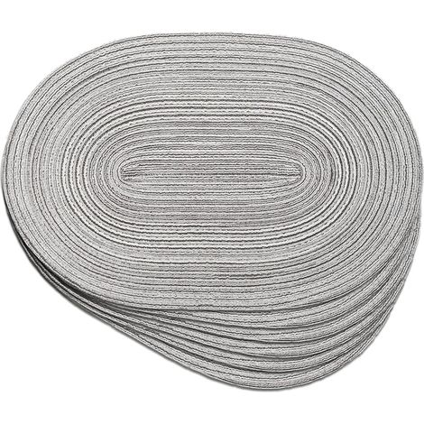 Lot de 6 sets de table ovales tressés de 30,5 x 45,7 cm pour tables de salle à manger, tissage naturel, résistant à la chaleur (ovale gris)'Ovale Gris 6 PCS'Ovale Gris'6 PCS (1/5)