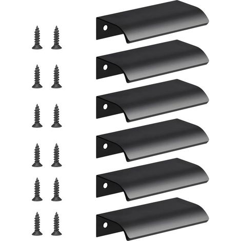 6pcs Poignée d’Armoire, Invisible Poignées Meuble Tiroir, Poignées de porte Dissimulées Poignée Encastrée Affleurante, Distance du Trou-64mm (1/5)