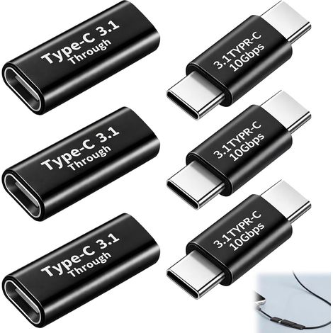 6er-Pack Lightning-auf-USB-C-Adapter, USB-C-Kopplungsadapter, Konverter für schnelle Datenübertragung und Aufladung, kompatibel mit iPhone und iPad (1/5)