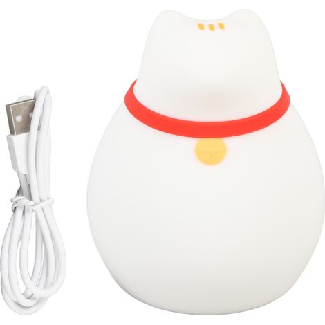 Lampe de nuit chat mignon, veilleuse à intensité variable pour chambre d'enfant, contrôle tactile, lampe de nuit chaton kawaii en silicone RGB rechargeable pour la décoration de la chambre (1/5)