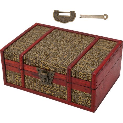 Coffret à bijoux rétro en bois, élégant et raffiné, avec serrure, idéal pour ranger colliers et livres. Décoration intérieure. (1/5)