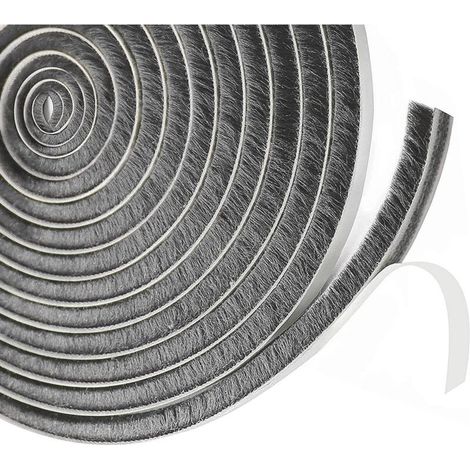 Burlete de cepillo para puerta corredera, 9 mm (ancho) x 15 mm (profundidad) x 6 m (largo). Burlete para ventanas con aislamiento acústico, para puertas y contraventanas. (1/5)