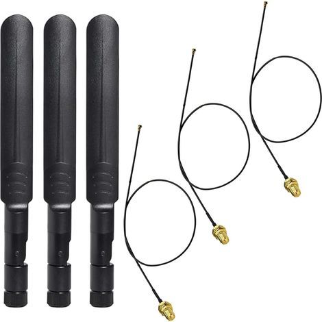 Stück 2,4-GHz-/5-GHz-/5,8-GHz-Dualband-WLAN-RP-SMA-Antenne (16 cm, 8 dBi) für WLAN-Karte/WLAN-Router + 3 Stück U.FL-auf-RP-SMA-Pigtail-Kabel (25 cm) (1/5)