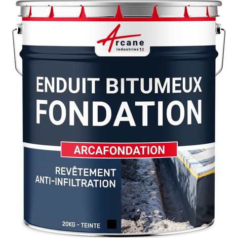 Arcane Industries – Enduit hydrofuge bitumineux pour murs enterrés – 20 kg – Imperméabilisation béton, bois, métal – Application facile à la brosse