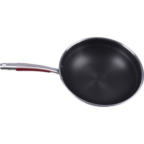 Poêle à frire en acier inoxydable, fond rond chauffé uniformément, ustensiles de cuisine écologiques pour toutes les cuisinières 32cm/12,6 pouces (1/5)
