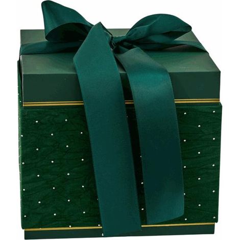 L'Arcolaio Scatola Natalizia Quadrata in Velluto Grande Velvet Verde 18,6x18,6X16,3 Cm