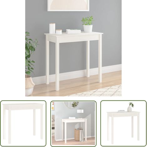 The Living Store Konsolentisch Weiß 80x40x75 cm Massivholz Kiefer - Konsolentisch - Wohnzimmermöbel - Holzmöbel - Kiefernholz - Weißes Möbelstück (1/5)
