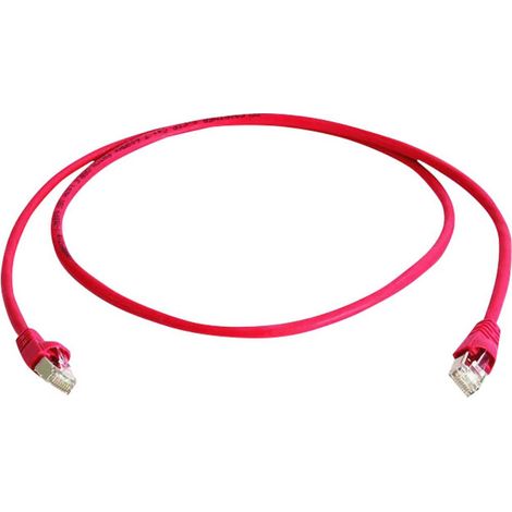 Telegärtner 100009125 RJ45 Câble réseau, câble patch CAT 6a S/FTP 50.0 m rouge ignifuge, avec mancho (1/2)