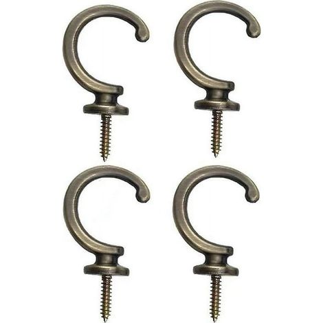 Lot de 4 patères murales à tête ronde, crochets pour rideaux, supports à embrasses avec glands, cintre mural, fixation pour tringle à rideau (1/5)