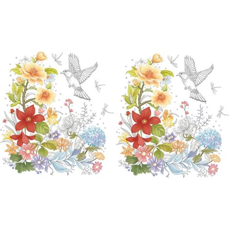 2 feuilles Autocollants Décoratifs de Fleurs pour Abattant Wc PVC Amovibles Résidu pour Décoration Murale de Salle de Bain
