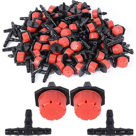200 goutteurs réglables + raccord en T pour tuyau d'arrosage automatique - Système d'arrosage goutte à goutte avec micro-asperseurs pour serres et jardins (DIY) - SFYGV (1/5)
