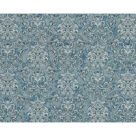 Baroque wallcovering wall EDEM 6001-95 non-woven wallpaper embossed with ornaments glittering turquoise silver teal 10.65 m2 (114 ft2) (1/5)