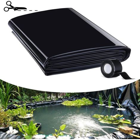 Bache Bassin Exterieur Bâche Noire pour Bassin 2x4m - Liner Bassin pour Bassins D'agrément Bassin a Poisson Sélection d'eau Cascade Fontaines Fleurs Jardinage Serres (1/5)