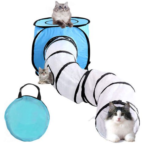Ensemble De Tunnel Et De Cubes De Jouet Pour Chat, Tube Pliable Froissé Interactif Et Aire De Jeux De Cubes Pliables Pour Animaux De Compagnie, Chats Et Chiots (1/4)