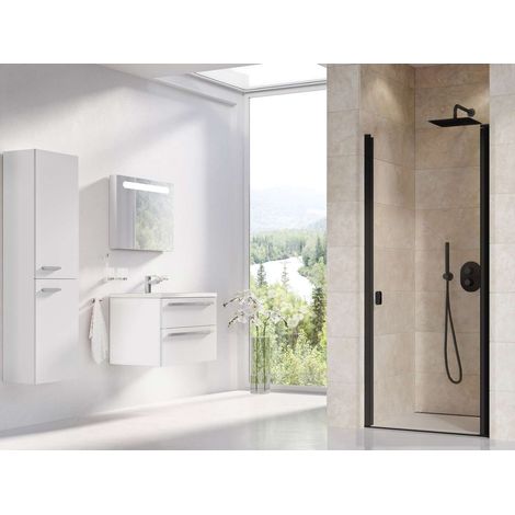 Ravak Chrome - Puerta de ducha CSD1-80, 80x195 cm, negro/vidrio transparente 0QV40300Z1 (1/5)