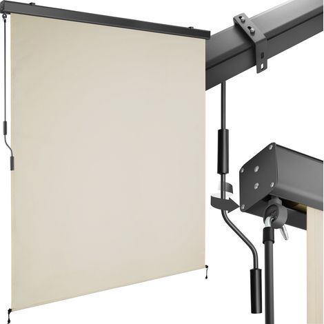Store banne verticale 2 supports muraux 160 x 250 cm beige