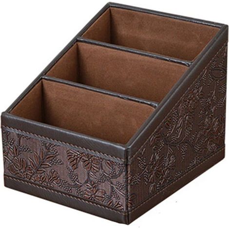 1 pièce boîte de rangement rétro en cuir PU, organisateur cosmétiques et accessoires maison bureau, compartiments multiples (1/4)