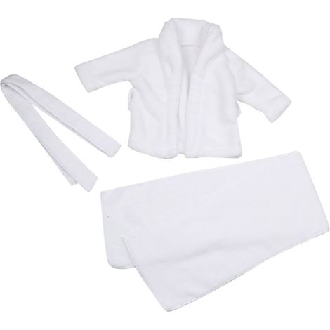 Peignoir blanc pour bébé accessoire photo nouveau-né tenue shooting bébé 3-6 mois costume bain serviette (1/5)