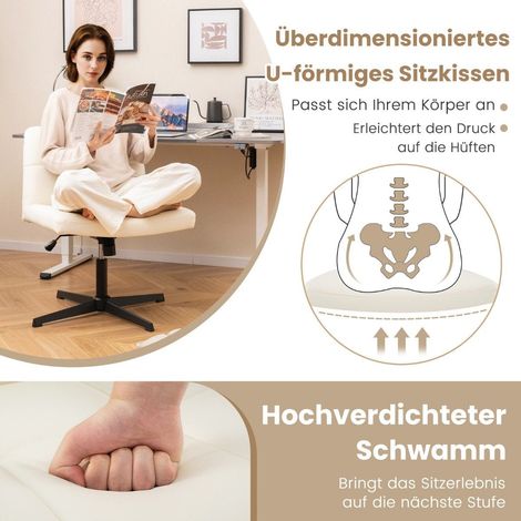 Sedia da ufficio senza braccioli sedia da scrivania con seduta ampia amp funzione bilanciere in ecopelle per home office beige