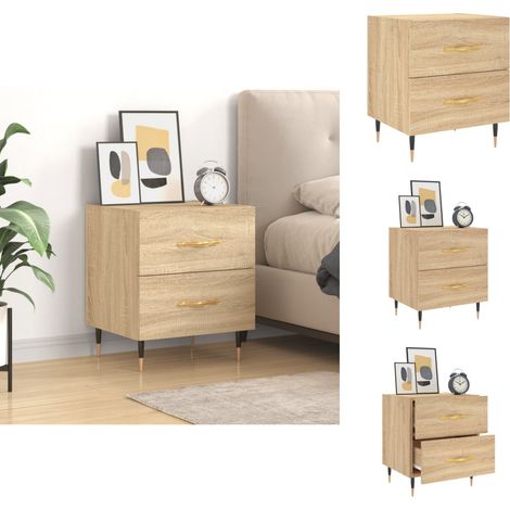 Nachttische - Living Nachttisch Sonoma-Eiche 40x35x47,5 cm Holzwerkstoff (1/5)