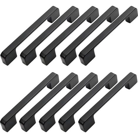 10pcs Poignée Meuble Entraxe 96mm-Poignée Porte Cuisine Noire Poignee Barre Meuble Poignee De Cuisine Noire 96mm (1/4)