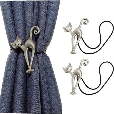 Sujetadores magnéticos para cortinas de 2 piezas, clips magnéticos para cortinas, hermosos clips para cortinas con estampado de gatos, accesorios para cortinas para el hogar, sala de estar, dormitorio (1/5)
