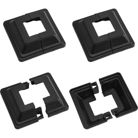 Lot de 4 plaques de couverture de base de poteau, 25x25 mm, en plastique noir, décoratives, pour garde-corps, pour rampe d’escalier, clôture (1/5)