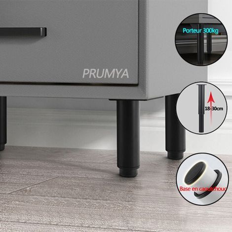 Adjustable Furniture Legs from 180 to 300mm in Cold Rolled Steel, Set of 1, Suitable for Bed, Sofa, Table, Wardrobe (1/5)