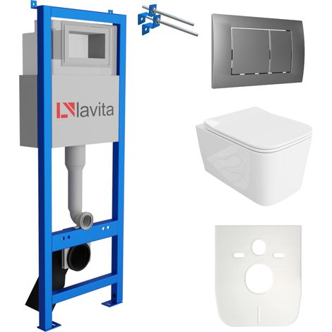 LAVITA WC Set mit Vorwandelement, Wand-WC und Spülknopf (1/5)
