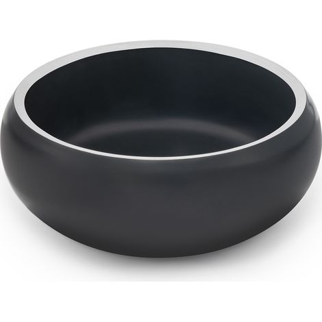 lionto Edelstahlnapf für Katzen, rutschfester Futternapf, handwaschbar & langlebig, 12 cm Durchmesser, 360 ml, schwarz
