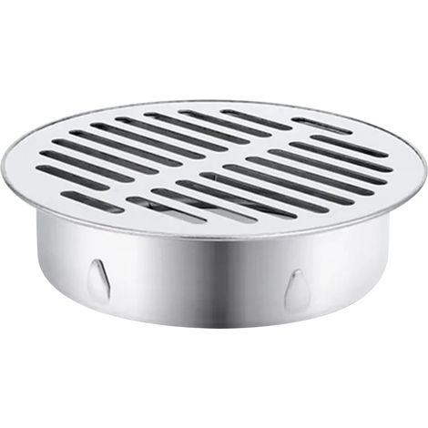 Grille d'évacuation des eaux de pluie - Grille ronde amovible en acier inoxydable - Filtre anti-obstruction - Convient pour salle de bain, cuisine, toilettes, drain de terrasse, toiture - argent (1/5)