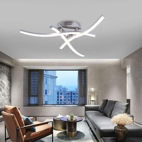 Plafonnier LED, luminaire plafonnier en forme de vague, lumière blanche neutre 4000K, LED intégrées 18W 1600Lm, lustre moderne pour le restaurant de salon de chambre coucher (1/5)