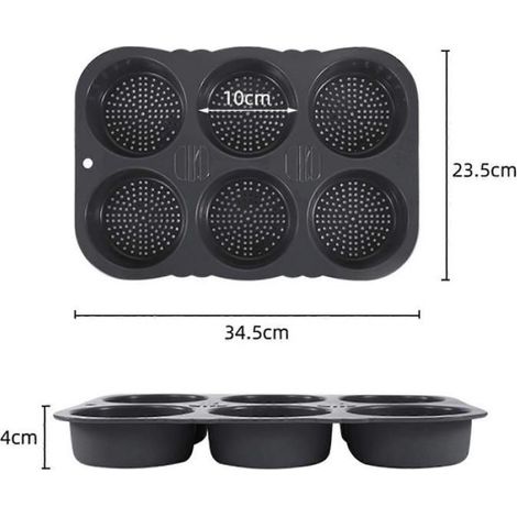 Moule A Hamburgers - Silicone Alimentaire - 6 Compartiments - Trous De Ventilation - Cuisson Uniforme - 34,5 X 23,5 X 4 Cm (1/5)