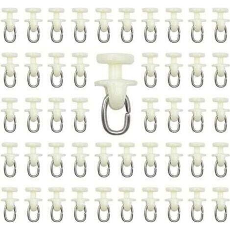 100 pièces Rouleaux de Rail de Rideau-(Blanc) Rail intérieur Crochet de Rideau Rail Glisseur Rail,Rideau Poulie à Rideaux en Plastique (1/5)